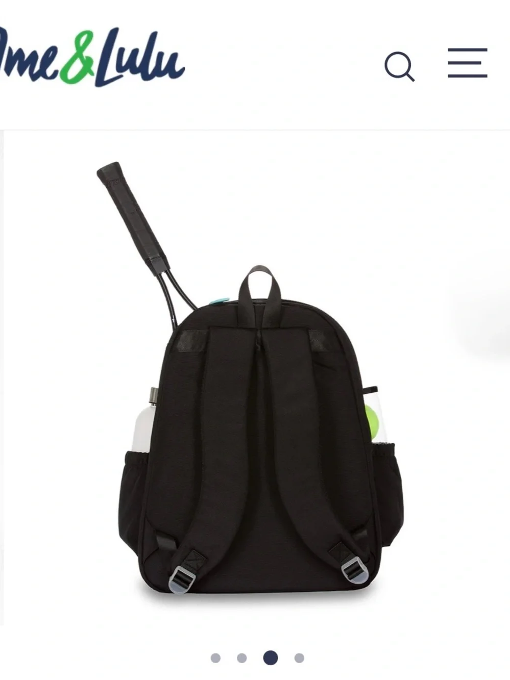 Ame & Lulu Courtside Tennis Backpack 2.0 — Black with Teal Accents